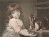 Любимый кролик. Гравюра в технике цветного пунктира, исполненная Чарльзом Найтом, одним из основателей Общества гравёров. Лондон, 1803