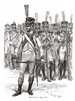 Строй французской линейной пехоты в 1806 году (из Types et uniformes. L'armée françáise par Éduard Detaille. Париж. 1889 год)