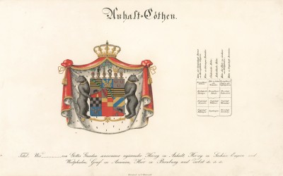 Герб герцогов Ангальт-Гота. Из немецкого гербовника середины XIX века