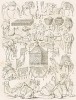 Упряжь и сёдла арабских лошадей, осликов, мулов и верблюдов, рисованные с натуры во время путешествия по Египту в 1838 году (из "Путешествия на Восток..." герцога Максимилиана Баварского. Штутгарт. 1846 год (лист XII))