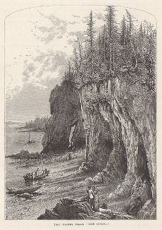 Прибрежные утёсы вблизи так называемого Печного берега, штат Мэн. Лист из издания "Picturesque America", т.I, Нью-Йорк, 1872.