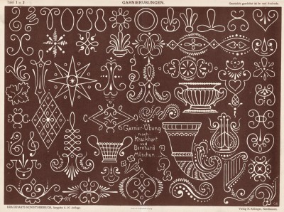 Рисунки и шаблоны украшений для кондитерских изделий от Макса Бернхарда (Мюнхен)