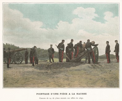 Расчёт французской полевой артиллерии на учебных стрельбах. L'Album militaire. Livraison №6. Artillerie à pied. Париж, 1890
