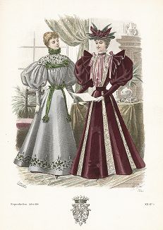 Французская мода из журнала Le Salon de la Mode, выпуск № 7, 1895 год.