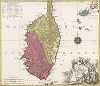 Карта Корсики. L'Isle de Corse avec les differents districs, appartenante a la Republique de Genes.