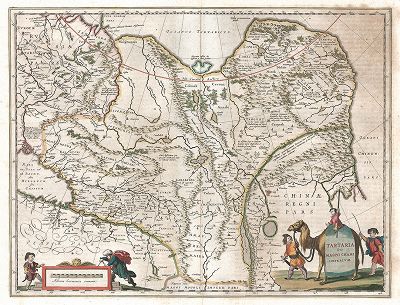 Тартария и Империя Великого Хана. Tartaria sive Magni Chami Imperium. Карта Виллема Блау из "Le Theatre du Monde ou Nouvel Atlas", Амстердам, 1638. 
