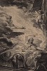 Дочь основателя Фив Кадма -- Семела - поражена огнём молний Зевса (гравюра из первого тома знаменитой поэмы "Метаморфозы" древнеримского поэта Публия Овидия Назона. Париж, 1767 год)