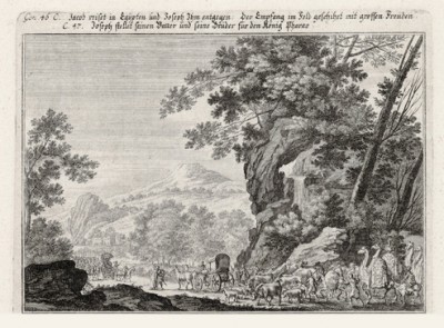 Переселение Иакова (из Biblisches Engel- und Kunstwerk -- шедевра германского барокко. Гравировал неподражаемый Иоганн Ульрих Краусс в Аугсбурге в 1700 году)