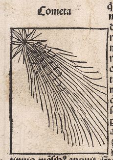 Комета. Из знаменитой первопечатной книги Хартмана Шеделя "Всемирная хроника", также известной как "Нюрнбергские хроники". Die Schedelsche Weltchronik (Liber Chronicarum). Нюрнберг, 1493