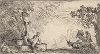 Сатир, отдыхающий у подножья статуи Приапа. Офорт Джованни Кастильоне, ок. 1645-48 гг. 