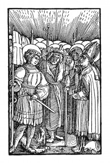 Чудотворец Николай, епископ Мирликийский. Иллюстрация Ганса Шауфелейна к Via Felicitatis. Издал Johann Miller, Аугсбург, 1513