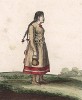 Самоеды. Женщины в летней одежде. Редкая литография из Recueil de lithographies, л.40. Париж, 1821
