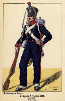 1815 г. Рядовой гвардейского пехотного полка Великого герцогства Гессен в полевой форме. Коллекция Роберта фон Арнольди. Германия, 1911-29