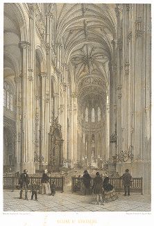 Интерьер церкви Сент-Эсташ (церковь Святого Евстафия) (из работы Paris dans sa splendeur, изданной в Париже в 1860-е годы) 