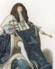 Портрет короля Франции Людовика XIV в молодости (лист 107 работы Жоржа Дюплесси "Исторический костюм XVI -- XVIII веков", роскошно изданной в Париже в 1867 году)