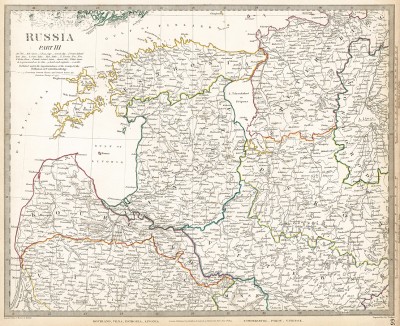 Карта Европейской России (часть 3). Maps of the Society for the Diffusion of Useful Knowledge. Лондон, 1835