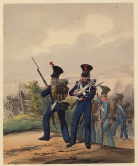 Вюртембергская пехота в бою (литография из Das Koniglich Wurttembergische Militair... Вюрцбург. 1840 год)