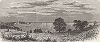 Маяк Скалистый, вид от пристани Варвик. Провиденс, штат Род-Айленд. Лист из издания "Picturesque America", т.I, Нью-Йорк, 1872.