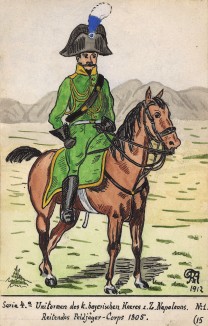 1805 г. Офицер конных егерей армии королевства Бавария. Коллекция Роберта фон Арнольди. Германия, 1911-29