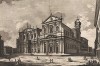 Вид на церковь Санта-Мария-ин-Валичелла. Лист из серии "Les plus beaux édifices de Rome moderne..." Жана Барбо. 
