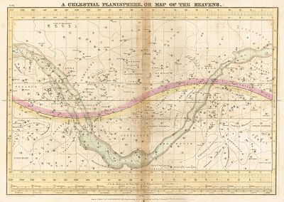 Планисфера или карта Небес. Atlas, designed to illustrate The Geography of the heavens by Elijah H. Burritt, л.8, Нью-Йорк, 1841