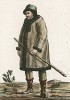 Камчатский житель середины XVIII века с дубинкой (иллюстрация к работе Costumes civils actuels de tous les peuples..., изданной в Париже в 1788 году)