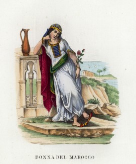 Марокканка с веткой розы (иллюстрация к L'Africa francese... - хронике французских колониальных захватов в Северной Африке, изданной во Флоренции в 1846 году)