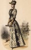 Милое летнее платье в цветочек, украшенное бантами и кружевом. Из французского модного журнала Le Coquet, выпуск 256, 1889 год