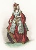 Эпоха Возрождения, правление Людовика XII. Придворная дама в парчовом платье с поясом, украшенным золотым шитьём.