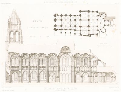 Церковь Сен-Николя в Блуа (XII-XIII века), лист 1. Archives de la Commission des monuments historiques, т.3, Париж, 1898-1903. 