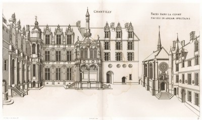 Замок Шантийи. Парковый фасад Малого замка. Androuet du Cerceau. Les plus excellents bâtiments de France. Париж, 1579. Репринт 1870 г.
