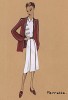 Белое платье и терракотовый жакет Perrette из коллекции осень-зима 1942-43 года парижского дизайнера Мари-Луиз Брюйер (собственноручная гуашь автора). Уникальный документ истории моды времен Второй мировой войны