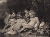 Христос и Иоанн - младенцы. Гравюра с картины Питера Пауля Рубенса. Картинные галереи Европы, т.3. Санкт-Петербург, 1864