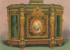 Платяной шкаф в стиле Людовика XVI от J.&T.Scott из чёрного и розового дерева, украшенный бронзовыми панелями. Каталог Всемирной выставки в Лондоне 1862 года, т.2, л.191