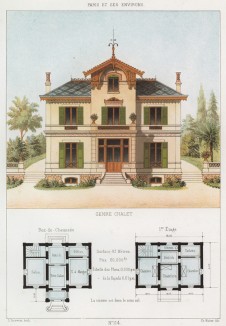 Загородный дом - стилизация под шале (из популярного у парижских архитекторов 1880-х Nouvelles maisons de campagne...)