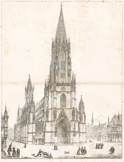 Фрайбургский мюнстер (из Engravings of ancient Cathedrals, Hotels de Ville, and other public buildings of celebrity, in France, Holland, Germany and Italy... Лондон. 1842 год)