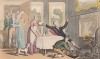 Доктор Синтакс ошибся домом. Иллюстрация Томаса Роуландсона к поэме Вильяма Комби "Путешествие доктора Синтакса в поисках живописного", л.8. Лондон, 1881