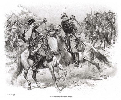 Поединок французского капитана Морриса  и арабского повстанца. Types et uniformes. L'armée françаise par Éduard Detaille. Париж, 1889