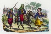 Из боя. Санитар и маркитантка транспортируют раненого (иллюстрация к L'Africa francese... - хронике французских колониальных захватов в Северной Африке, изданной во Флоренции в 1846 году)