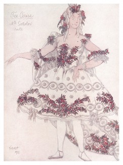 La fée Cerise. Вишнёвая фея. Леон Бакст, эскиз костюма для балета "Спящая красавица". L'œuvre de Léon Bakst pour "La Belle au bois dormant", л.LII. Париж, 1922