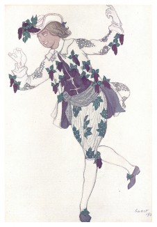 Lе page de la fée Lilas (паж феи Сирени). Леон Бакст, эскиз костюма для балета "Спящая красавица". L'œuvre de Léon Bakst pour "La Belle au bois dormant", л.XX. Париж, 1922