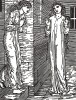 Психея приходит к первой сестре. Иллюстрация Эдварда Коли Бёрн-Джонса к поэме Уильяма Морриса «История Купидона и Психеи». Лондон, 1890-е гг.