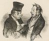 "Доказательства!... Доказательства!... Да весь город знает, что я рогоносец!" Литография Оноре Домье из серии "Croquis d'Expressions", 1838 год. 