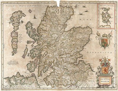Карта королевства Шотландия. Scotia regnum. Составил Виллем Блау. Амстердам, 1635