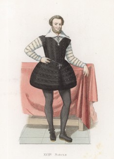 Антуан де Сен-Шаман, придворный короля Франции Генриха IV (лист 106 работы Жоржа Дюплесси "Исторический костюм XVI -- XVIII веков", роскошно изданной в Париже в 1867 году)