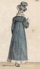 Шляпка из бархата, украшенная страусиными перьями, и пальто, также из бархата, отороченное горностаевым мехом. Из первого французского журнала мод эпохи ампир Journal des dames et des modes, Париж, 1813. Модель № 1281