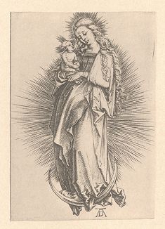 Мадонна на полумесяце. Гравюра Альбрехта Дюрера, выполненная в 1498 году (Репринт 1928 года. Лейпциг)