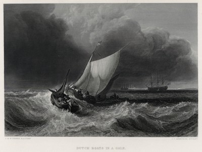 Голландские рыбачьи лодки, застигнутые бурей (лист из альбома "Галерея Тёрнера", изданного в Нью-Йорке в 1875 году)