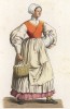Французская крестьянка, спешащая на рынок (XVI век) (лист 81 работы Жоржа Дюплесси "Исторический костюм XVI -- XVIII веков", роскошно изданной в Париже в 1867 году)