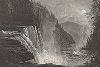Водопад Высокий, система водопадов Трентон, река Каната-ривер, штат Нью-Йорк. Лист из издания "Picturesque America", т.I, Нью-Йорк, 1872.